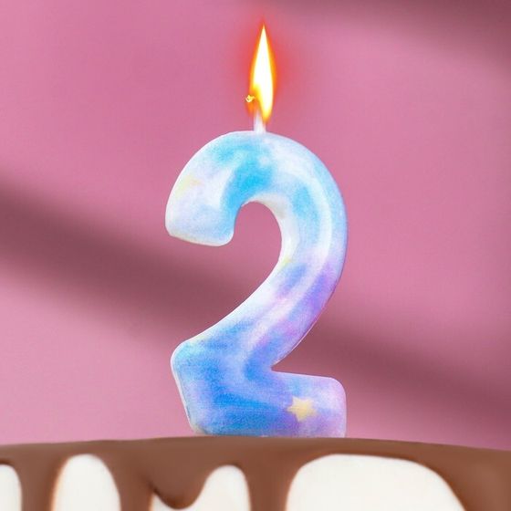 Свеча в торт на шпажке «Звездопад», цифра 2, 5.5 см