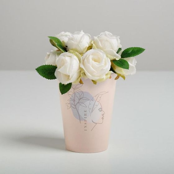 !09 Стаканчики для цветов микс (набор 8 штук) : «Inspire» 350 мл.(4 штуки) + Enjoy, 350 мл (3 штуки) + Best wishes, 350 мл. (1 штука)