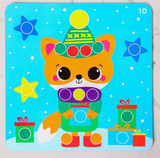 !09 Развивающая игра с помпошками "Разложи по цветам. Зимняя сказка"