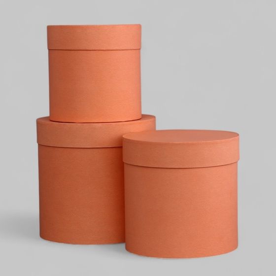 Набор шляпных коробок 3 в 1 оранжевый, 21 × 20 - 16×17 см