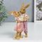!09 Сувенир полистоун "Танцующие кролики, в розовых нарядах" 14,5х6,5х9 см