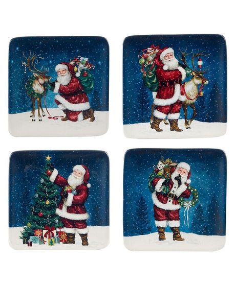 Santa&#39;s Secret Canape Plates, Set of 4