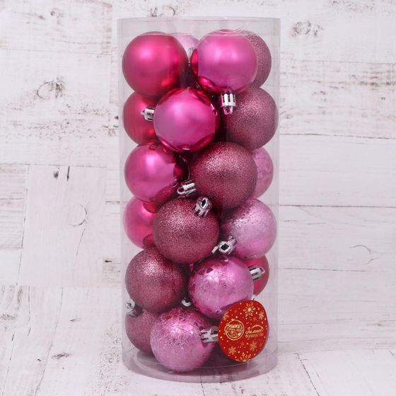 !09 Набор елочных игрушек(24 штуки): Ёлочные игрушки &quot;Клоуд ассорти&quot; d=5 см, цвет розовый микс