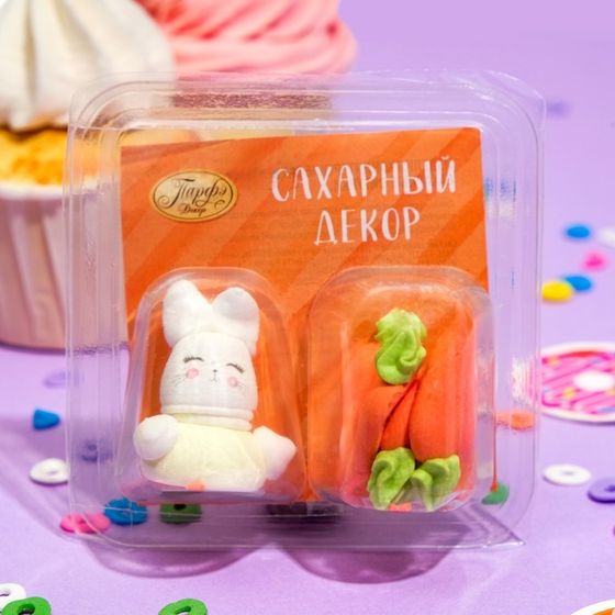 Набор сахарных фигурок &quot;Заяц с морковкой&quot;, 15 г