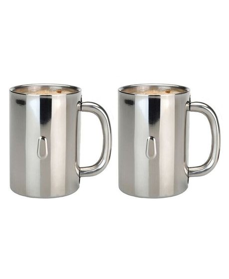 Stainless Steel 12-Oz. Coffee Mugs, Set of 2