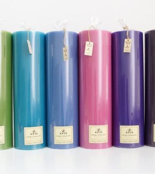 !09 Свеча цветная парафиновая "Цилиндр" 7x7x20 cм цвет бежевый