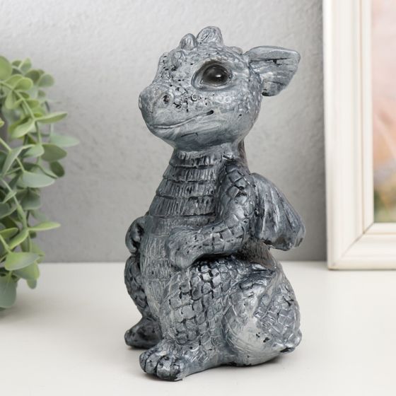 !09 Фигурка "Дракончик" 18х10х10 см, цвет серебристо черный