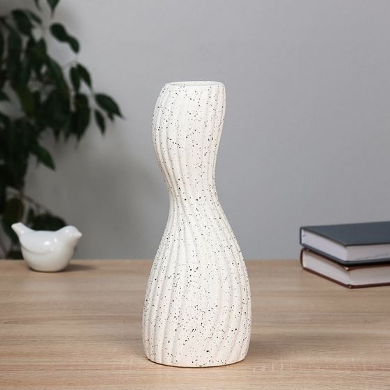Ваза настольная «Финли», 25×9.5 см, керамика, чёрно-белая