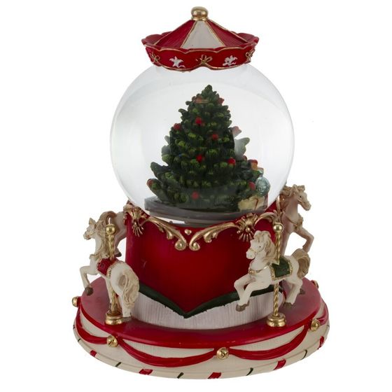Фигурка декор в стекл шаре &quot;Карусель&quot; (движ,  муз, подсвет 3хААА, н/п), D 10 см, L14 W14 H18 см