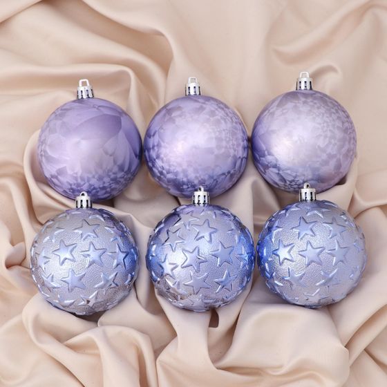 !09 Набор елочных шаров (набор 12 штук) «Звёздный», d=8 см, цвет сиреневый