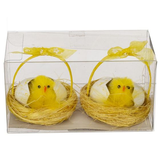 Набор из 2-х изделий декоративных &quot;Гнездо пасхальное&quot;, L11 W6 H6 см