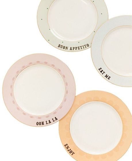 Slogan Dinner Plates, Set of 4