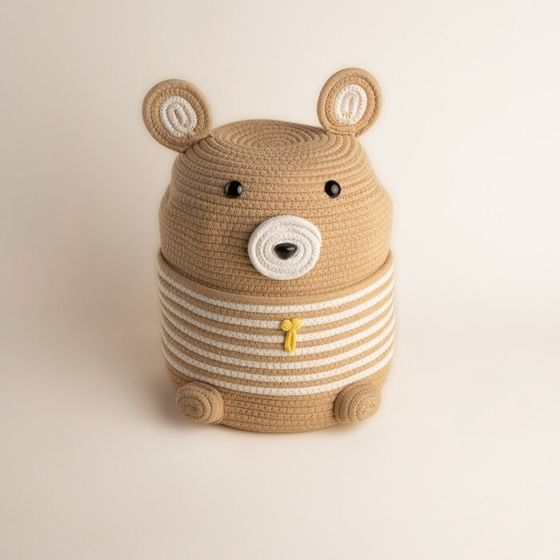 Корзина для игрушек SL Home «Медведь», плетёная, ручной работы, 25×26×41 см, коричневая