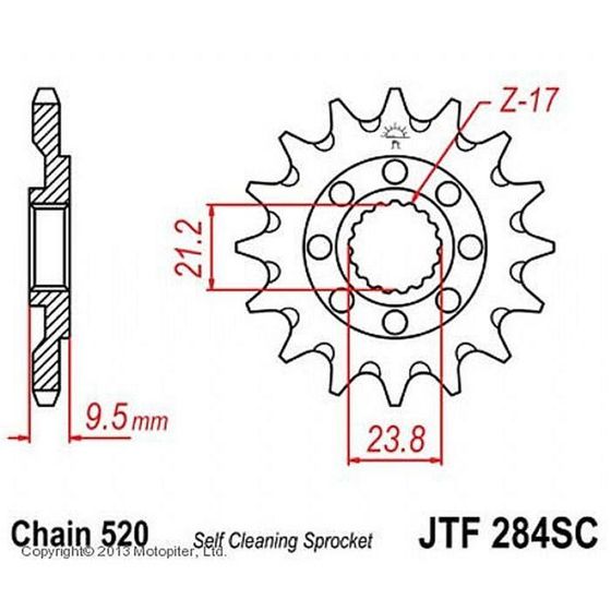 Звезда ведущая JTF284-14SC, JT sprockets, цепь 520, 14 зубьев