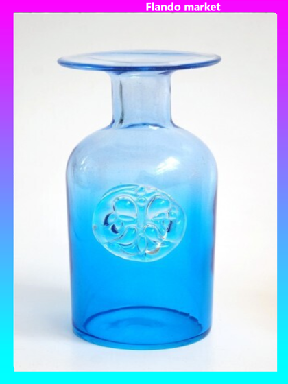 !09 Бутылка со штампом гутной работы "Джио-1" цвет голубой