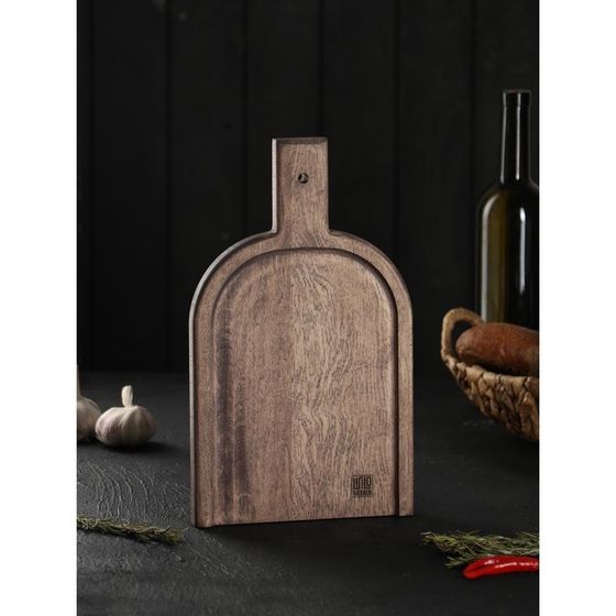 Доска разделочная деревянная для подачи Wild Kitchen, 32×19×2.5 см, граб темный