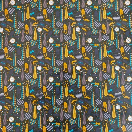 !Бумага упаковочная глянцевая &quot;Галстуки&quot;, 2 листа 50 × 70 см