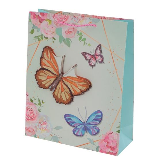 Пакет подарочный (бумага 210г/м2, блок микс 12шт), L26 W10 H32 см, 4в.