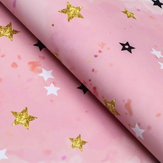 !09 Бумага упаковочная 2 листа глянцевая "Звезды", 69 х 100 см