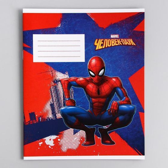 !Тетрадь в линейку 12 листов, 3 штуки МИКС, обложка мелованный картон, Человек-паук