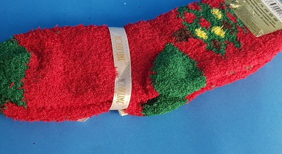 !09 Носки женские (махра) новогодние "Елочка" размер 36-40 цвет красный