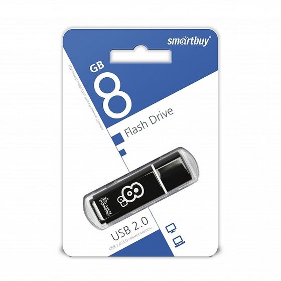 Флеш диск 8Gb Smartbuy Glossy SB8GbGS-K USB2.0 черный