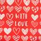 !09 Бумага крафт (набор 3 листа) «With love» фон красный 50 × 70 см.