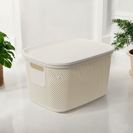 Корзина NICKEL кремовая 18л 28.5х38х22.2см с крышкой