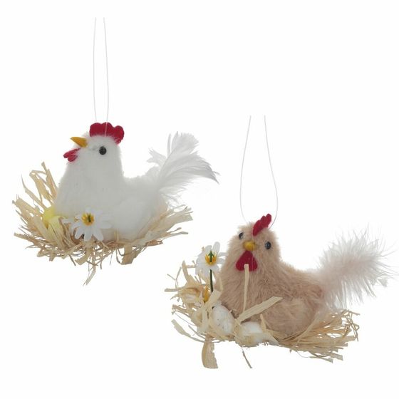 Изделие декоративное подвесное &quot;Курица в гнезде&quot;, L9 W5 H6 см, 2в.