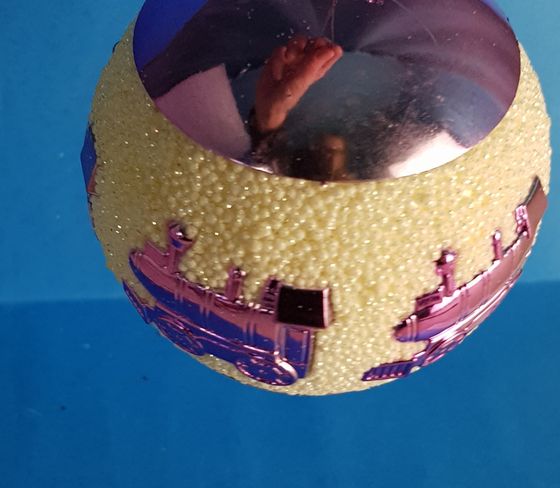 !09 Набор елочных шаров (набор 3 штуки) "Паровозик", d=8 см, цвет сиреневый