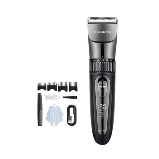 FLYCO FC5908 Silver Hair Clippers Full-Body Washable Smart Battery Display