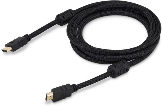 Кабель Buro HDMI(m) - HDMI(m) ver 1.4 ферр.кольца тканевый 2м черный (HDMI-V1.4-2MC)