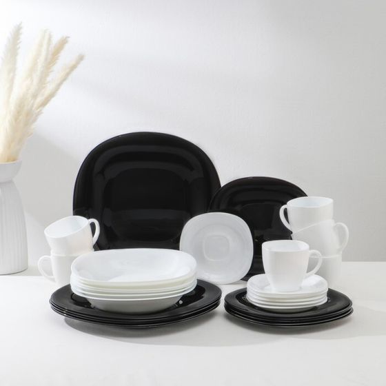Сервиз столовый Luminarc Carine White&amp;Black, стеклокерамика, 30 предметов, цвет белый и чёрный