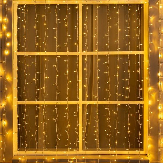 УЦЕНКА Гирлянда «Занавес», 2×3 м, IP44, УМС, 760 LED, 220 В, белая нить, свечение тёплое белое
