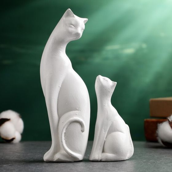Фигура &quot;Котики&quot; белые, набор 2шт, 16/10см