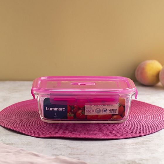 Контейнер ПЮРБОКС АКТИВ НЕОН РОЗОВЫЙ 1220мл прямоугольный