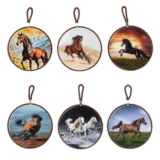 Декоративная подставка под горячее с подвеской &quot;Лошадь&quot;, D 17 см, L17 W17 H0,5 см, 6в.