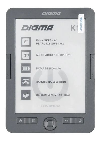 Электронная книга Digma K1 6&quot; E-ink HD Pearl 758x1024 600MHz 128Mb 4Gb SD microSDHC темно-серый