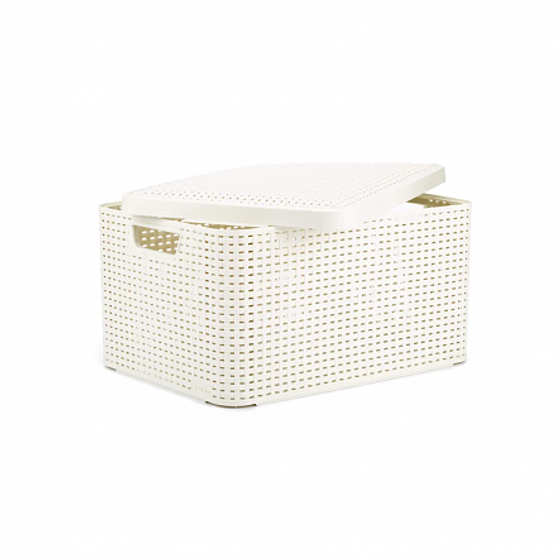 Корзина RATTAN STYLE BOX M  крышка кремовая