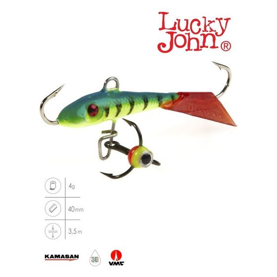 Балансир Lucky John FIN 3 + тройник, 4 см, цвет 36RT блистер