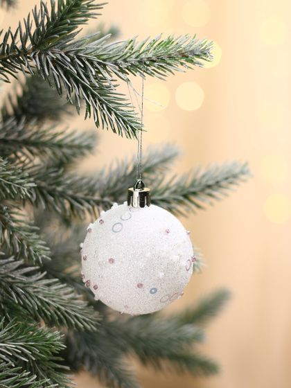 !09 Набор елочных игрушек - Ёлочные игрушки «Снежная изморозь», шары пластиковые, d=6 см, набор 9 шт., белый