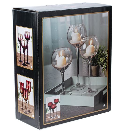 Набор из 3-х подсвечников, L37 W13 H34 см