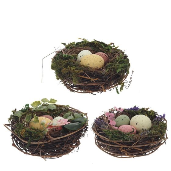 Набор из 3-х изделий декоративных &quot;Гнездо пасхальное&quot; (10*5), L33 W10 H5 см