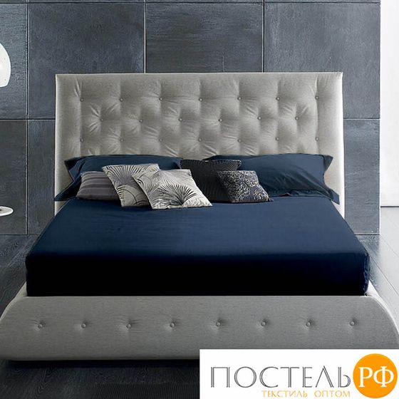 114911502-сгL15 Простыня Satin Luxe (без резинки) 215х220 темно-синий