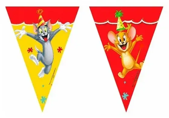 !Гирлянда растяжка флажки Том и Джерри, 230 см