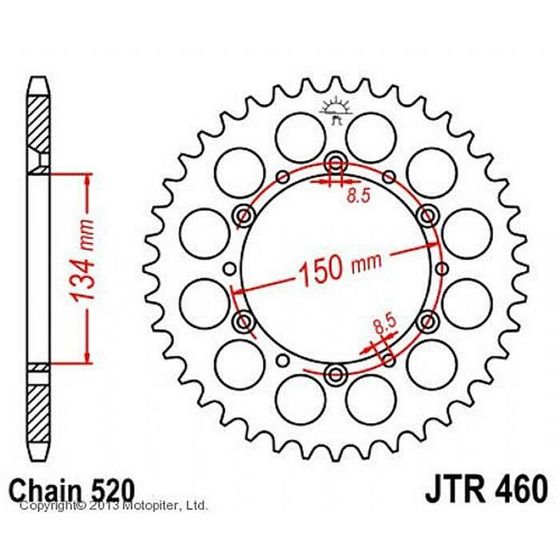 Звезда ведомая JT sprockets JTR460-43, цепь 520, 43 зубья