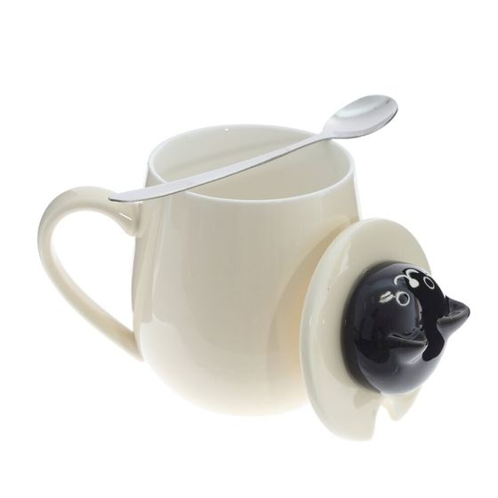 Кружка с крышкой и ложкой, 350 мл, L13 W9 H13 см, 4в.