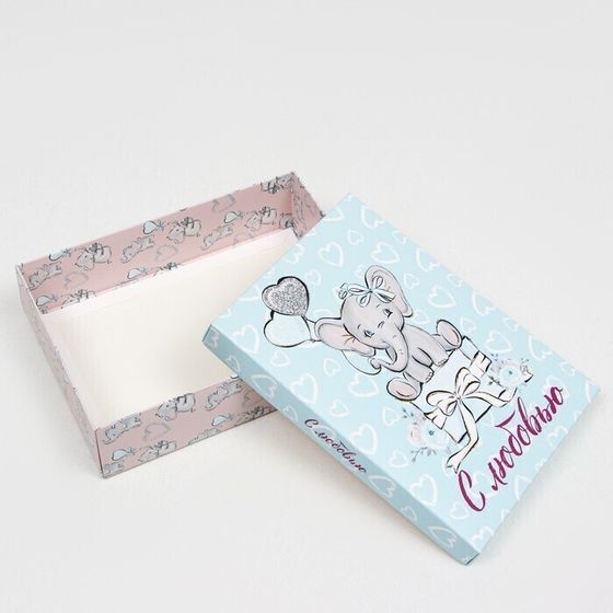 !09 Подарочная коробка (набор 3 штуки) сборная "С любовью" 21 х 15 х 5,7 см.