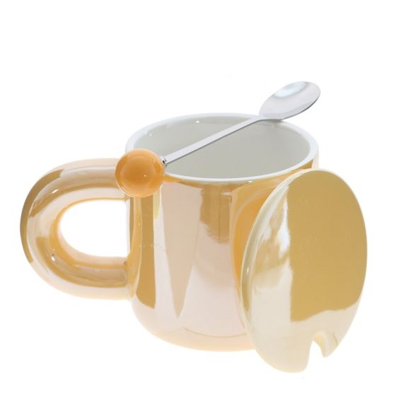 Кружка с крышкой и ложкой, 300 мл, L14 W9 H11 см, 4в.