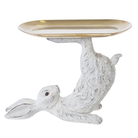 Фигурка декоративная "Заяц" с подставкой, L20 W8,5 H15 см